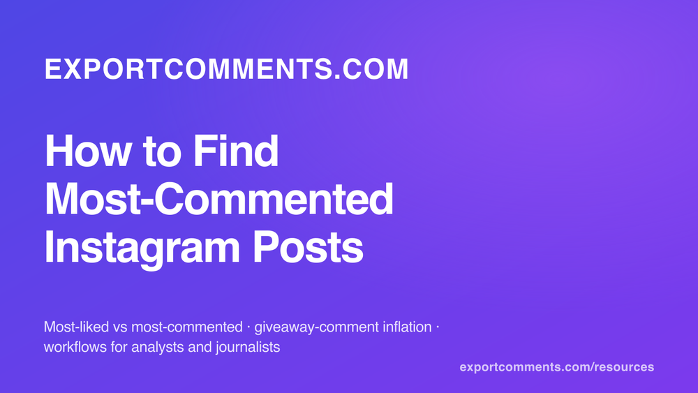 Most-commented Instagram posts research guide — leaderboard methodology and comment export workflow