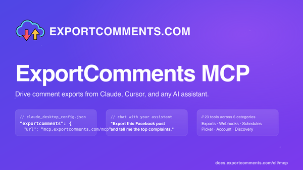 ExportComments MCP: drive comment exports from Claude, Cursor, and any AI assistant